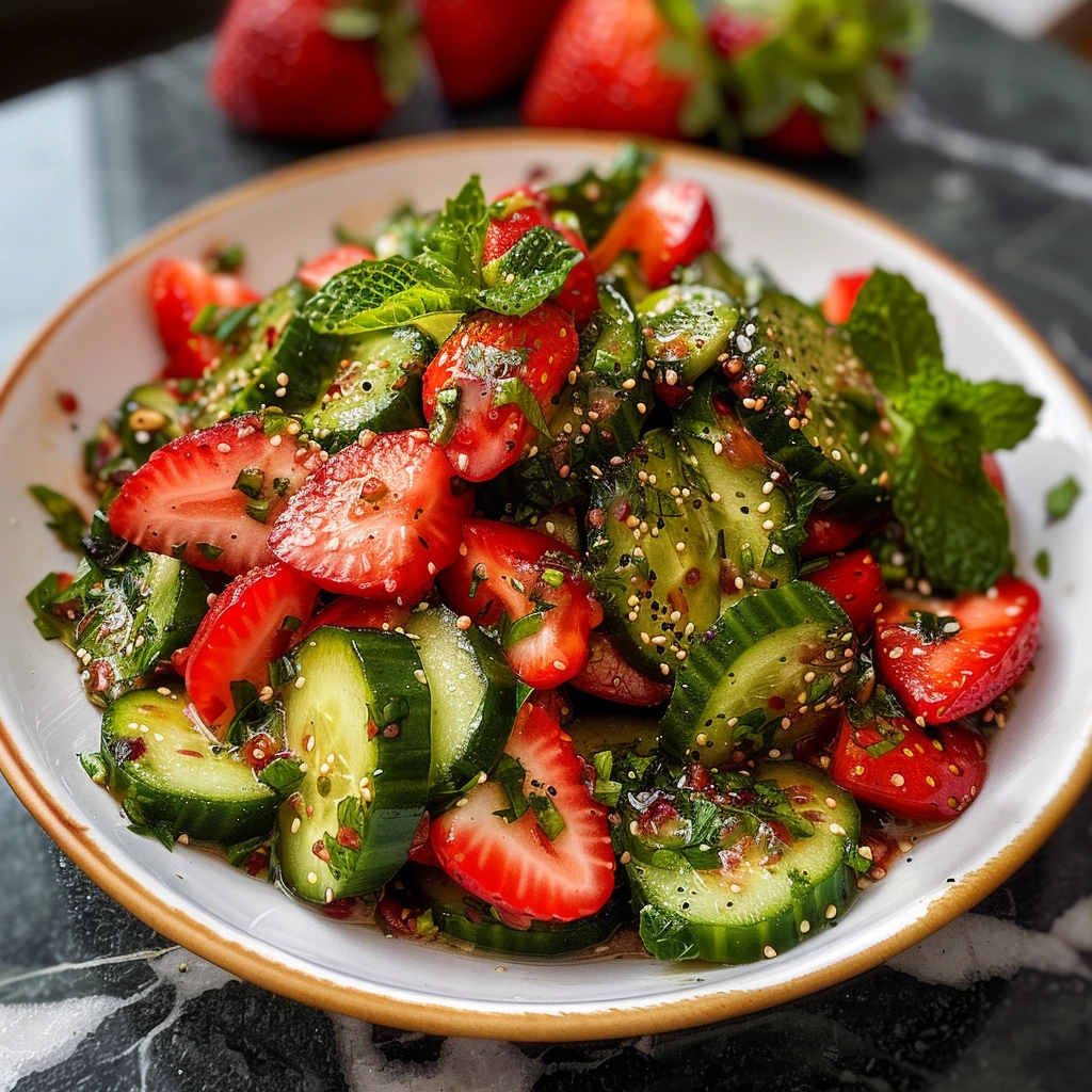 Cucumber Strawberry Salad Fresh for Dinner Tonight