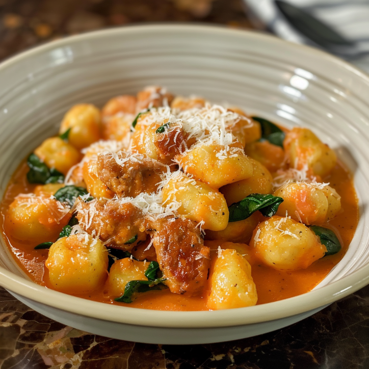 Restaurant-Style Pumpkin Gnocchi Spinach Sausage