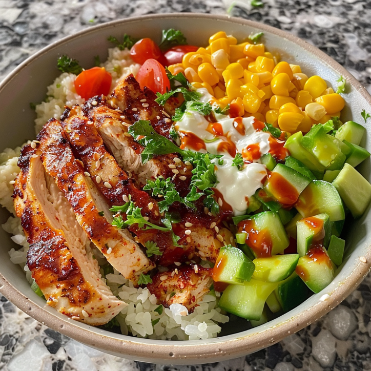 Creamy Garlic High-Protein Chicken Bowl Cottage