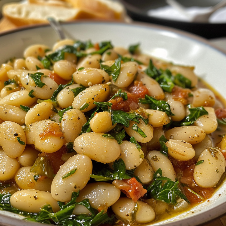 Braised White Beans Garlic for Dinner Tonight