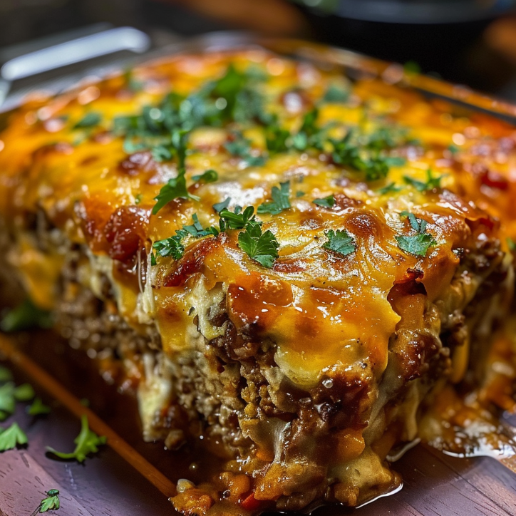 Garlic Parmesan Cheesy Loaded Meatloaf Casserole