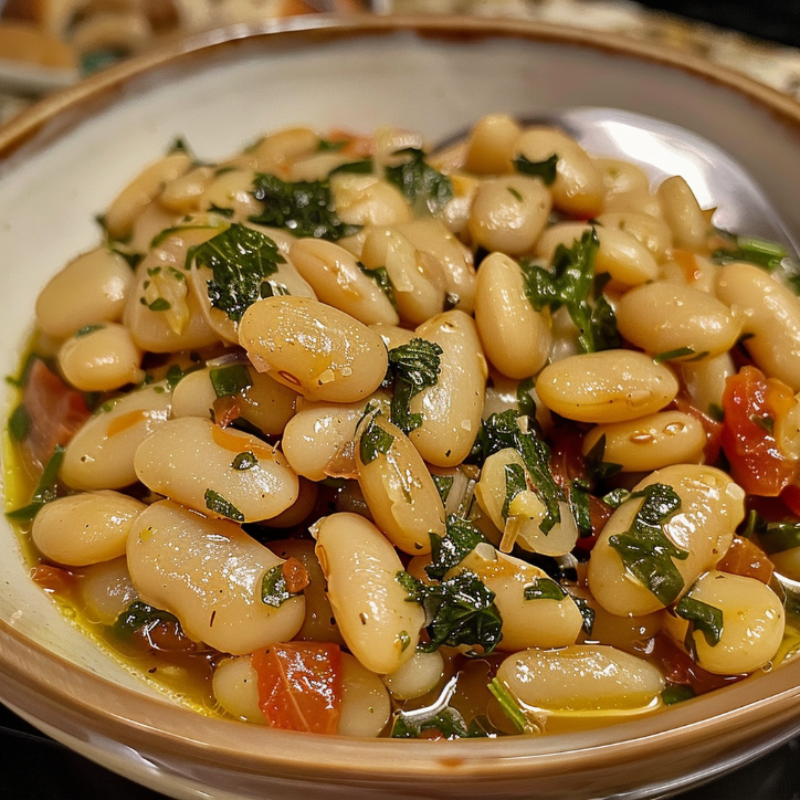 Braised White Beans Garlic for Dinner Tonight