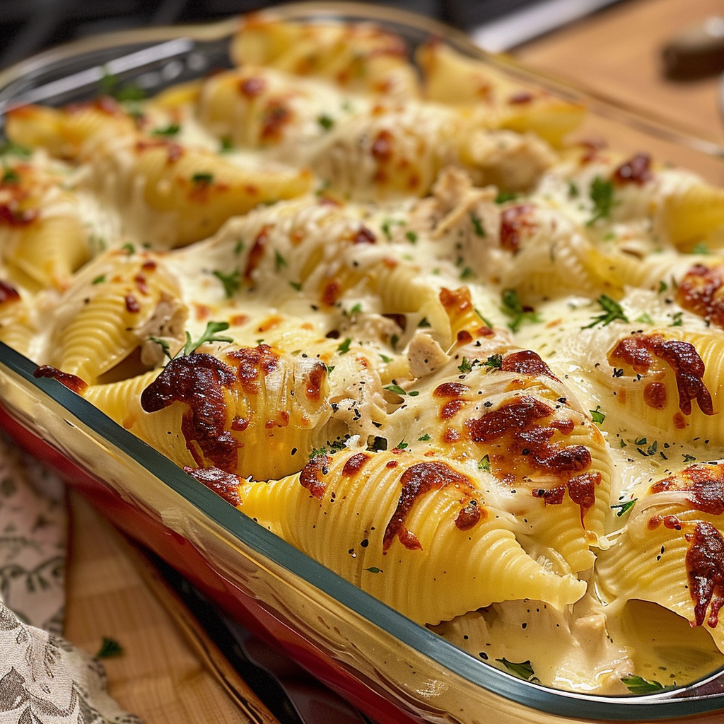 Chicken Alfredo Stuffed Shells for Dinner Tonight