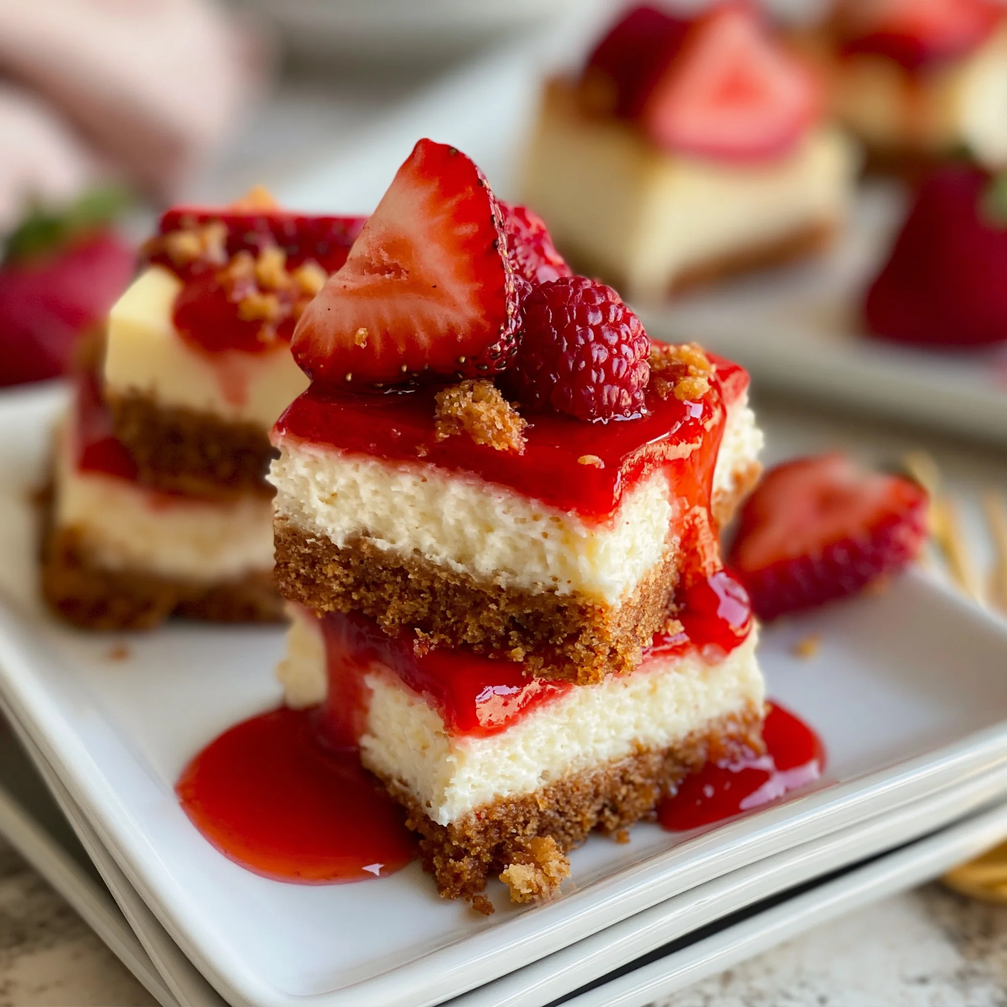 Garlic Parmesan Vanilla Cheesecake Bars Strawberry