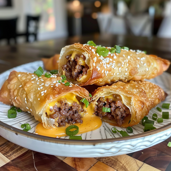 Restaurant-Style Crispy Cheeseburger Egg Rolls 1 Restaurant-Style Crispy Cheeseburger Egg Rolls