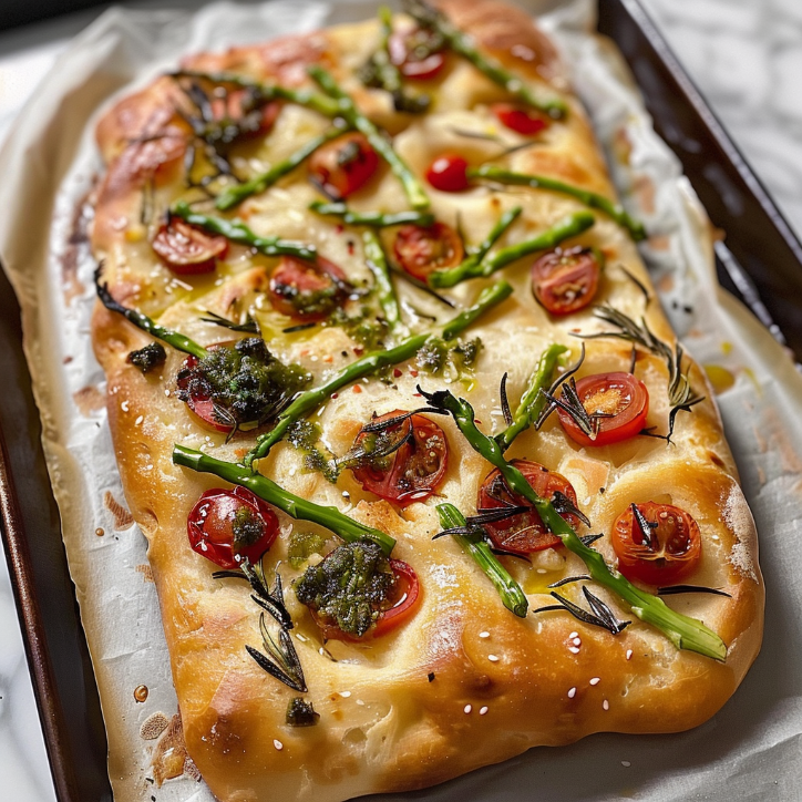 Garlic Butter Decorated Focaccia Bread Recipe