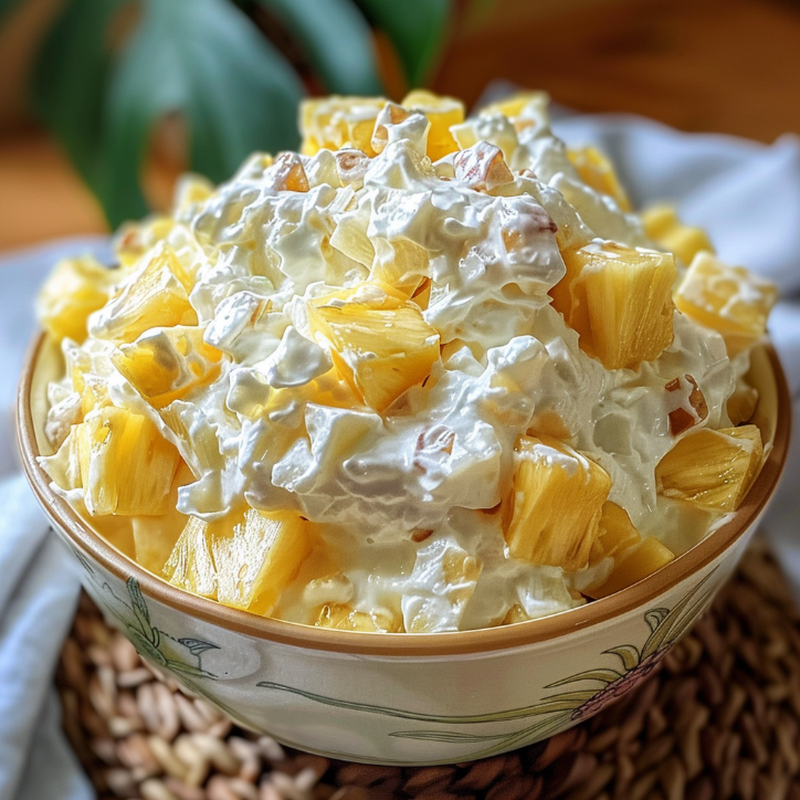 Cheesy Garlic Pineapple Fluff Salad 4 pineapple fluff salad