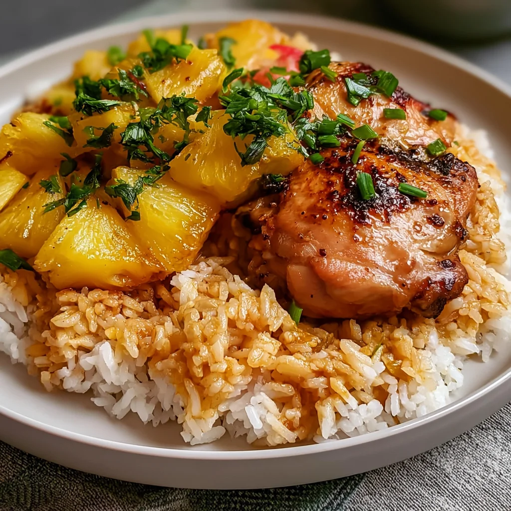 Creamy Garlic Pineapple Chicken Rice