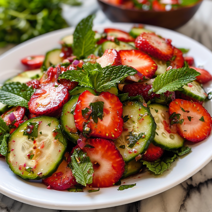 Cucumber Strawberry Salad Fresh for Dinner Tonight