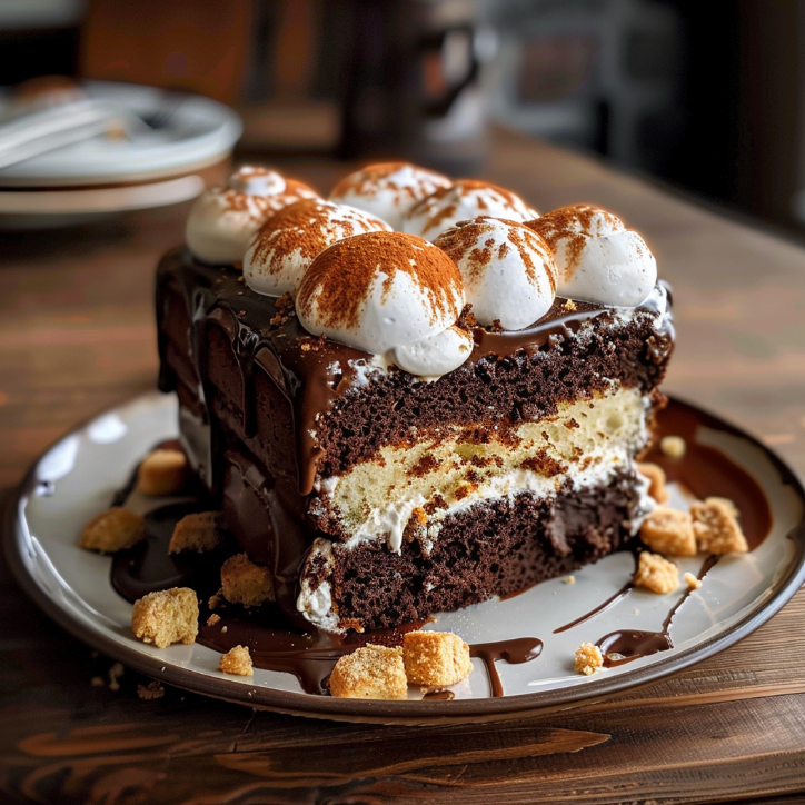 decadent mores cake you