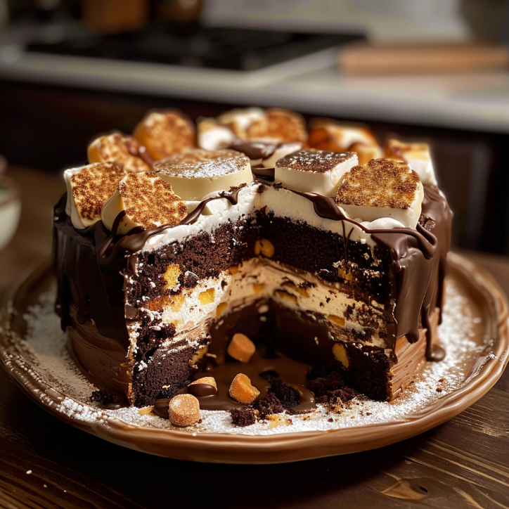 decadent mores cake you