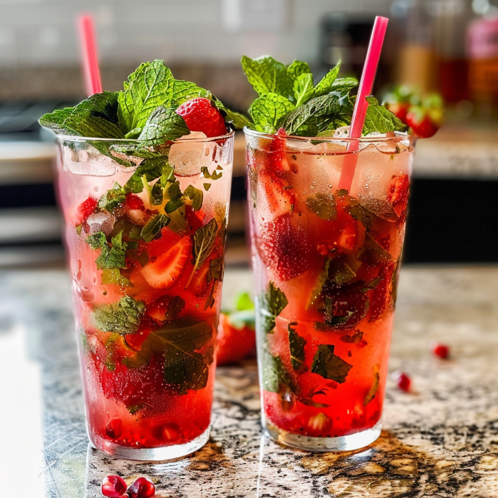 strawberry pomegranate mojitos