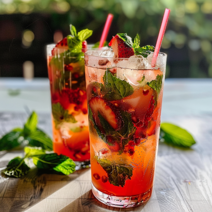 strawberry pomegranate mojitos