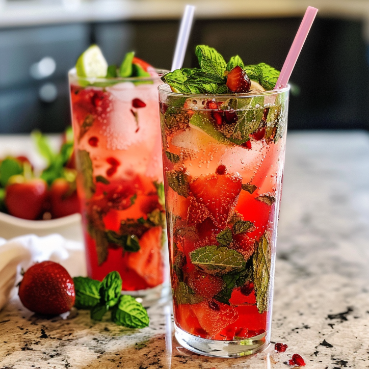 strawberry pomegranate mojitos