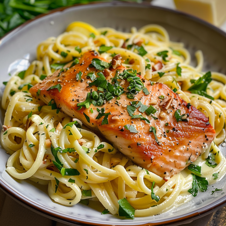 zitronenbutter lachs pasta genuss