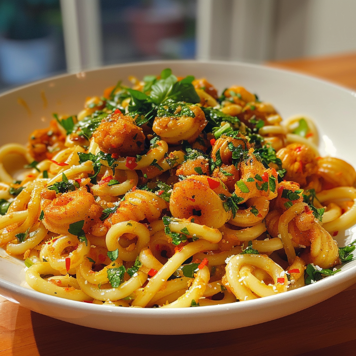 kichererbsen fritter pasta mit