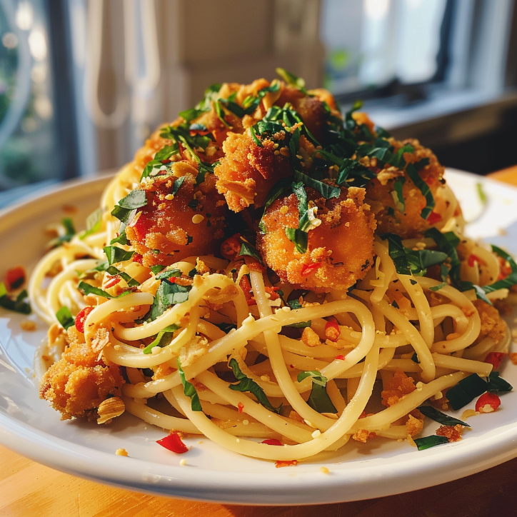 kichererbsen fritter pasta mit: Kichererbsen-Fritter-Pasta