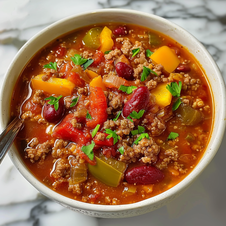 protein-packed stuffed pepper soup