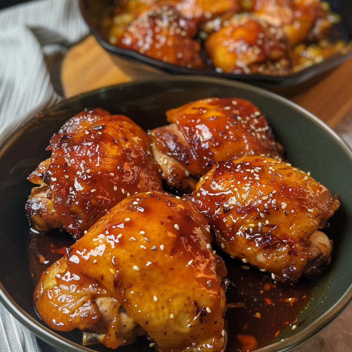 sticky baked chicken thighs