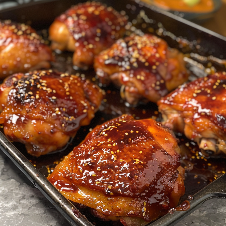sticky baked chicken thighs