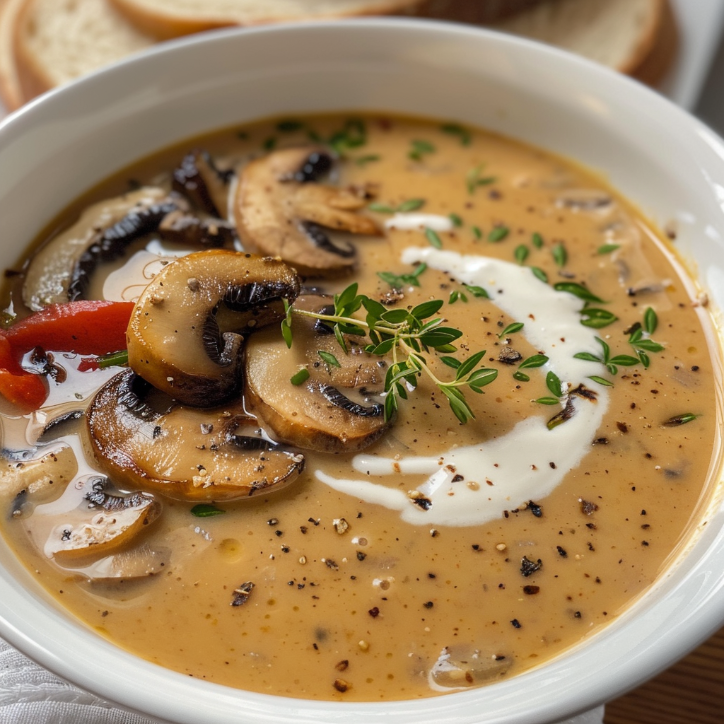 Garlic Parmesan Hungarian Mushroom Soup