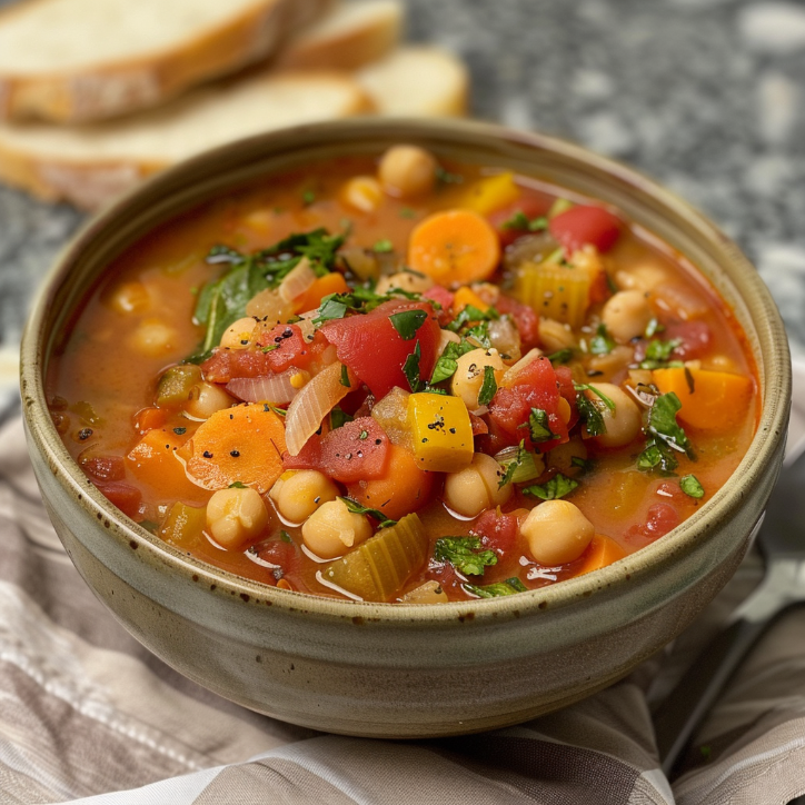 Cheesy Garlic Tuscan Chickpea Soup