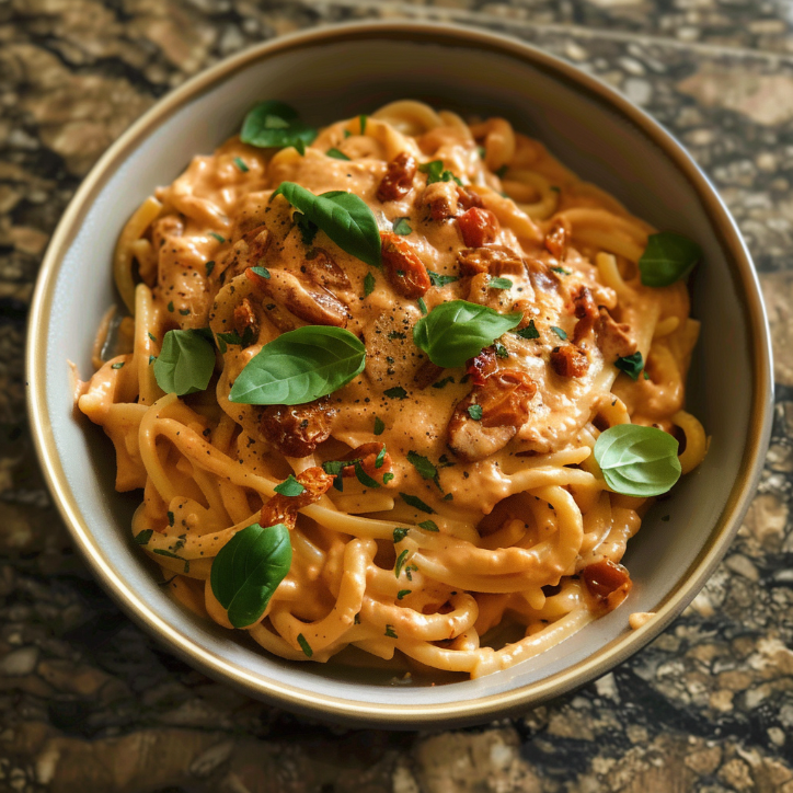 vegan creamy sun dried tomato pasta