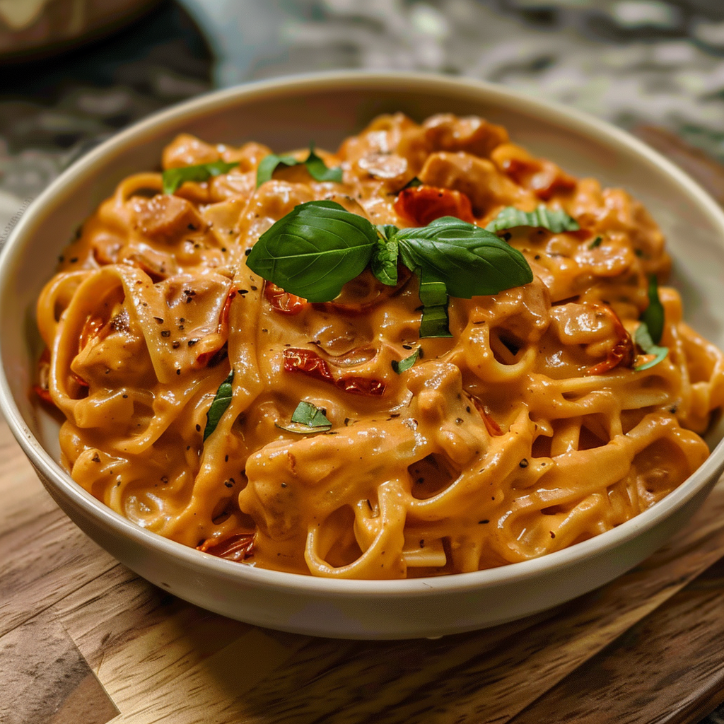vegan creamy sun dried tomato pasta