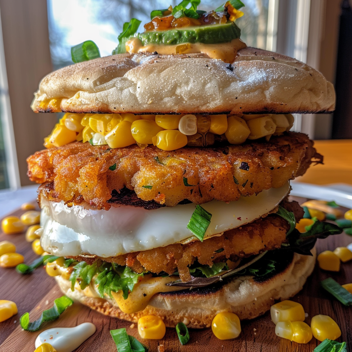 corn fritter breakfast sandwiches