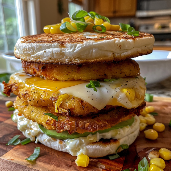 30-Minute Corn Fritter Breakfast Sandwiches Recipe