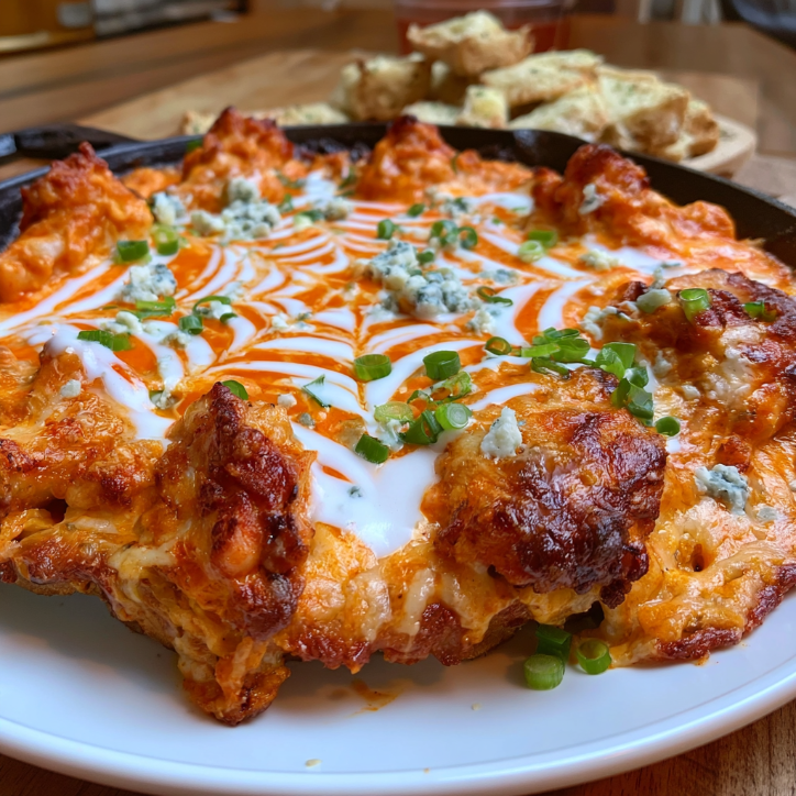creamy spiderweb buffalo chicken