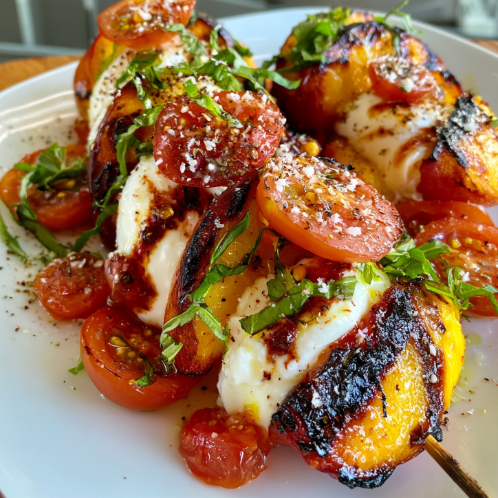 Garlic Parmesan Charred Peach Burrata Caprese 3 charred peach burrata caprese