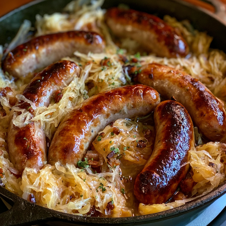 oktoberfest bratwurst sauerkraut skillet