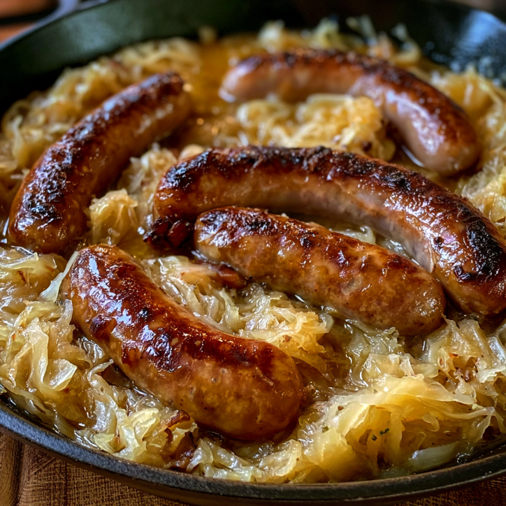 Mouthwatering Oktoberfest Bratwurst Sauerkraut Skillet