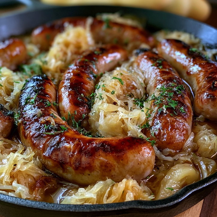 oktoberfest bratwurst sauerkraut skillet