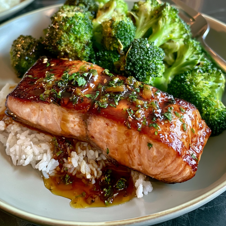 honey garlic salmon broccoli