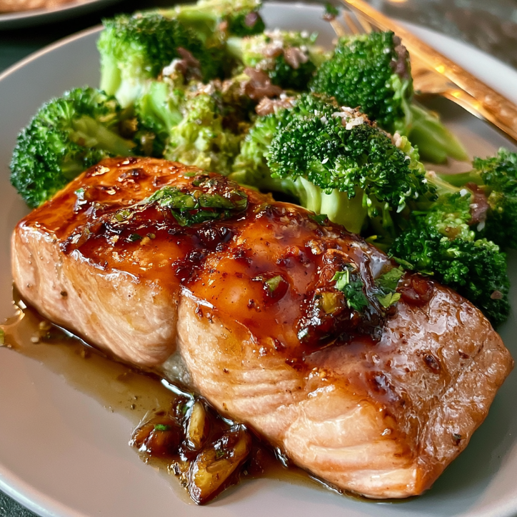 honey garlic salmon broccoli
