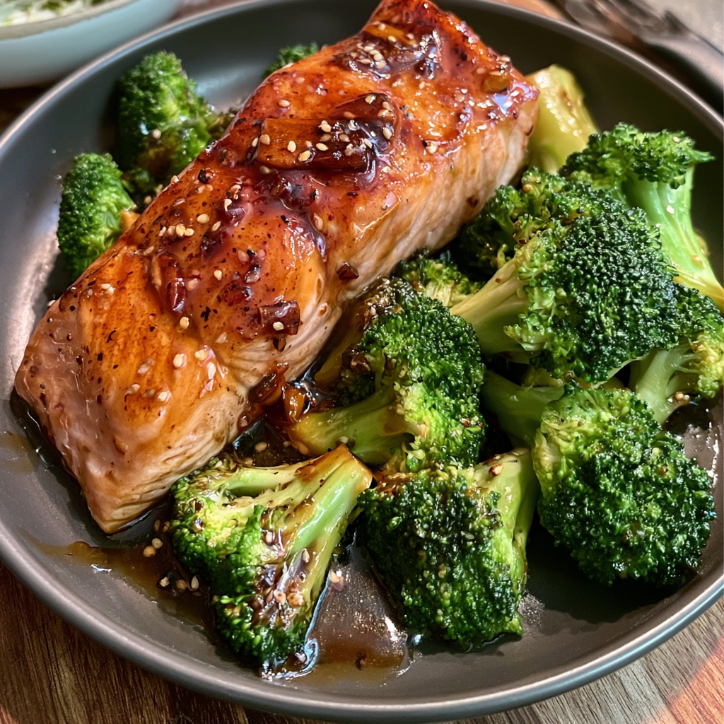 honey garlic salmon broccoli