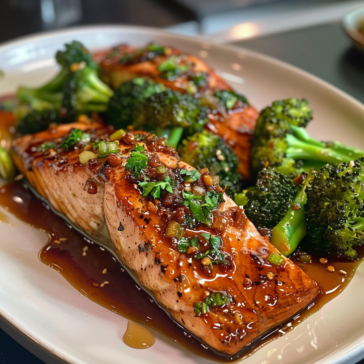 honey garlic salmon broccoli