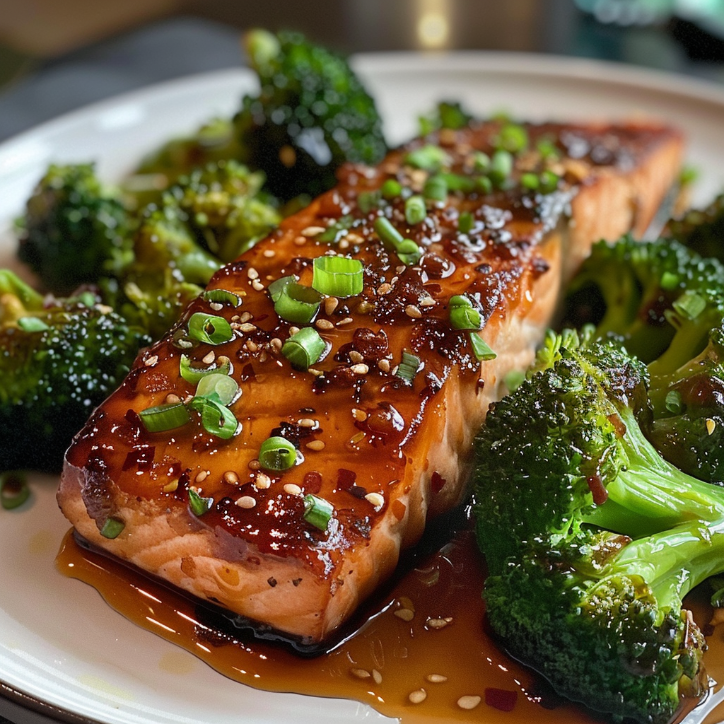 honey garlic salmon broccoli