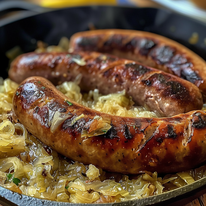 Creamy Garlic Mouthwatering Oktoberfest Bratwurst Sauerkraut