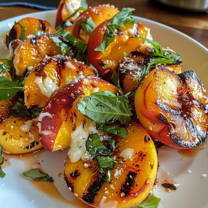 garlic parmesan charred peach