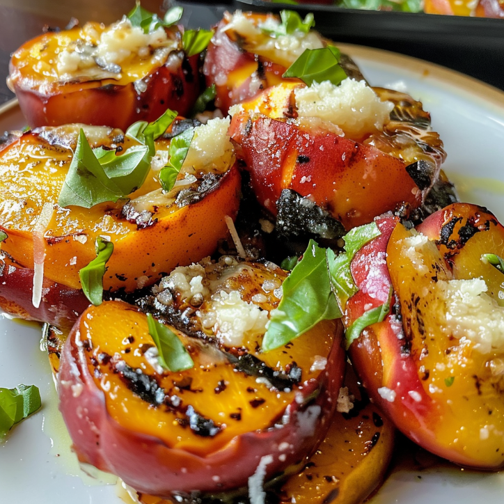 garlic parmesan charred peach