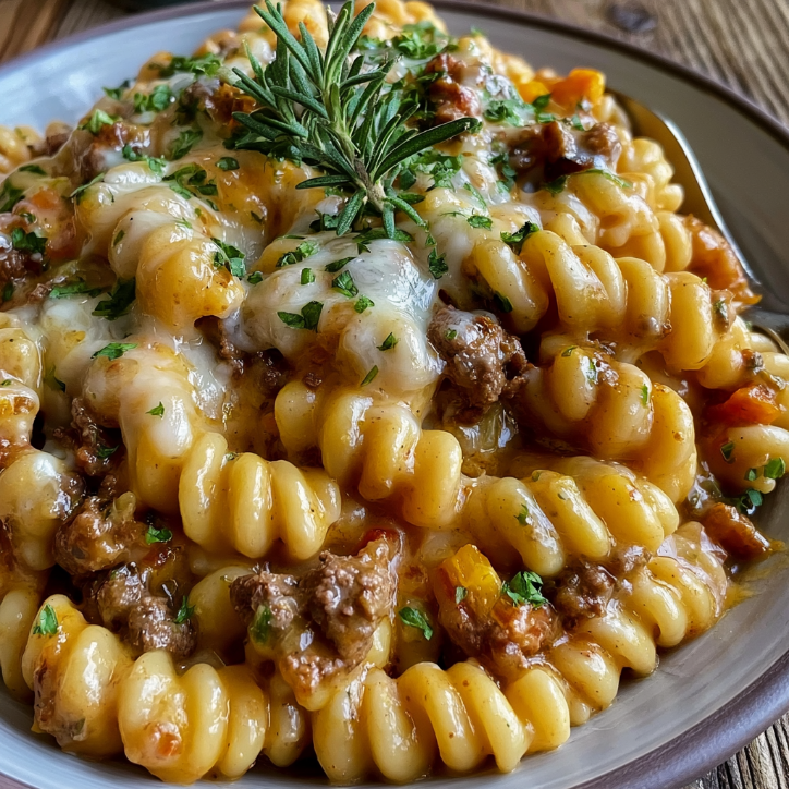 Garlic Butter Cheesy Beef Ranch Pasta 2 cheesy beef ranch pasta