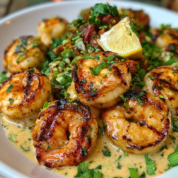 creamy garlic grilled shrimp