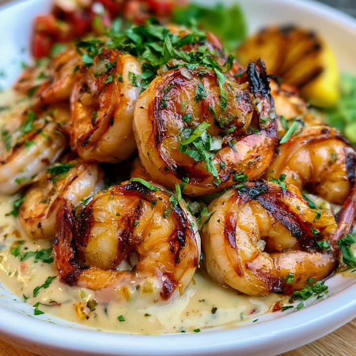 creamy garlic grilled shrimp