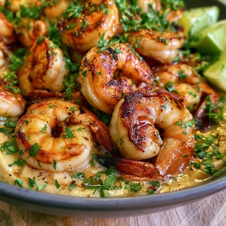 creamy garlic grilled shrimp