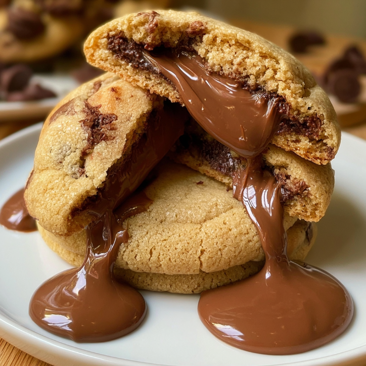 nutella stuffed cookies gooey