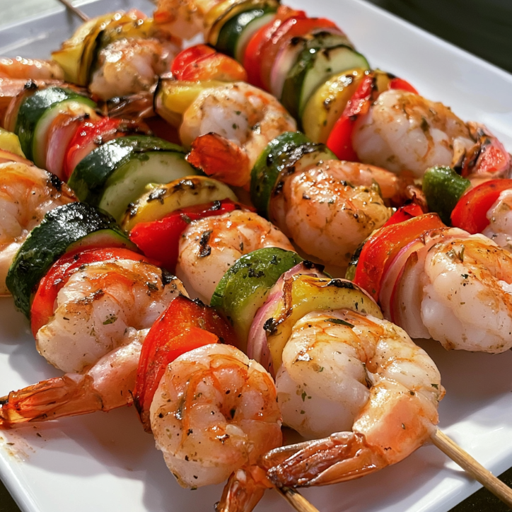 blackstone shrimp veggie skewers