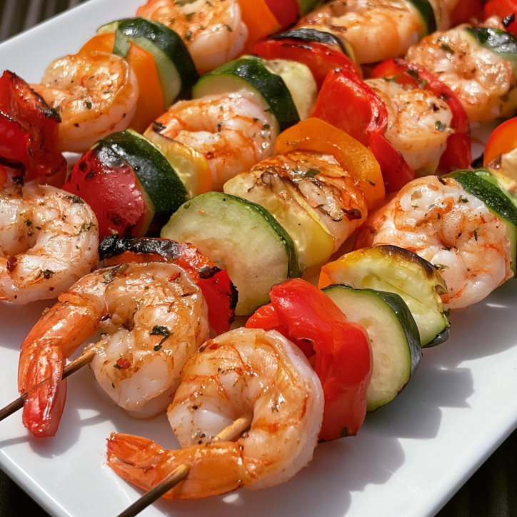blackstone shrimp veggie skewers